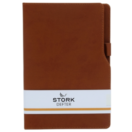 STORK Termo Deri Sert Kapak Defter- L Model (Kahverengi)