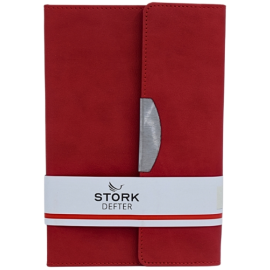 STORK Termo Deri Mıknatıs Kapaklı Defter (Kırmızı)